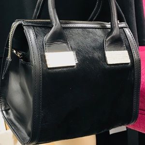 Small Black Hair Calf Satchel,NWT-Boutique